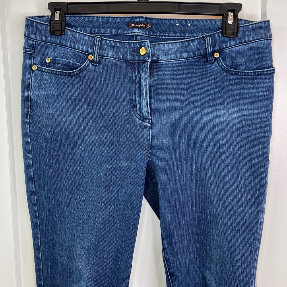J. MCLAUGHLIN Dark Wash Straight Leg Jeans 14 Classic Stretch Mid Rise Denim - Picture 4 of 15